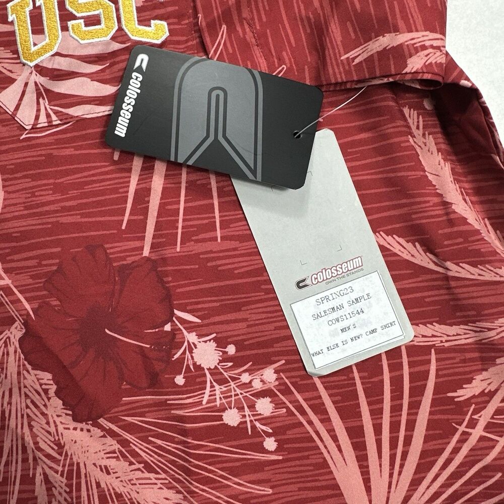 NWT USC Trojans Colosseum Shirt Men Red Floral Hawaiian Aloha Collar Size Large - Picture 6 of 11